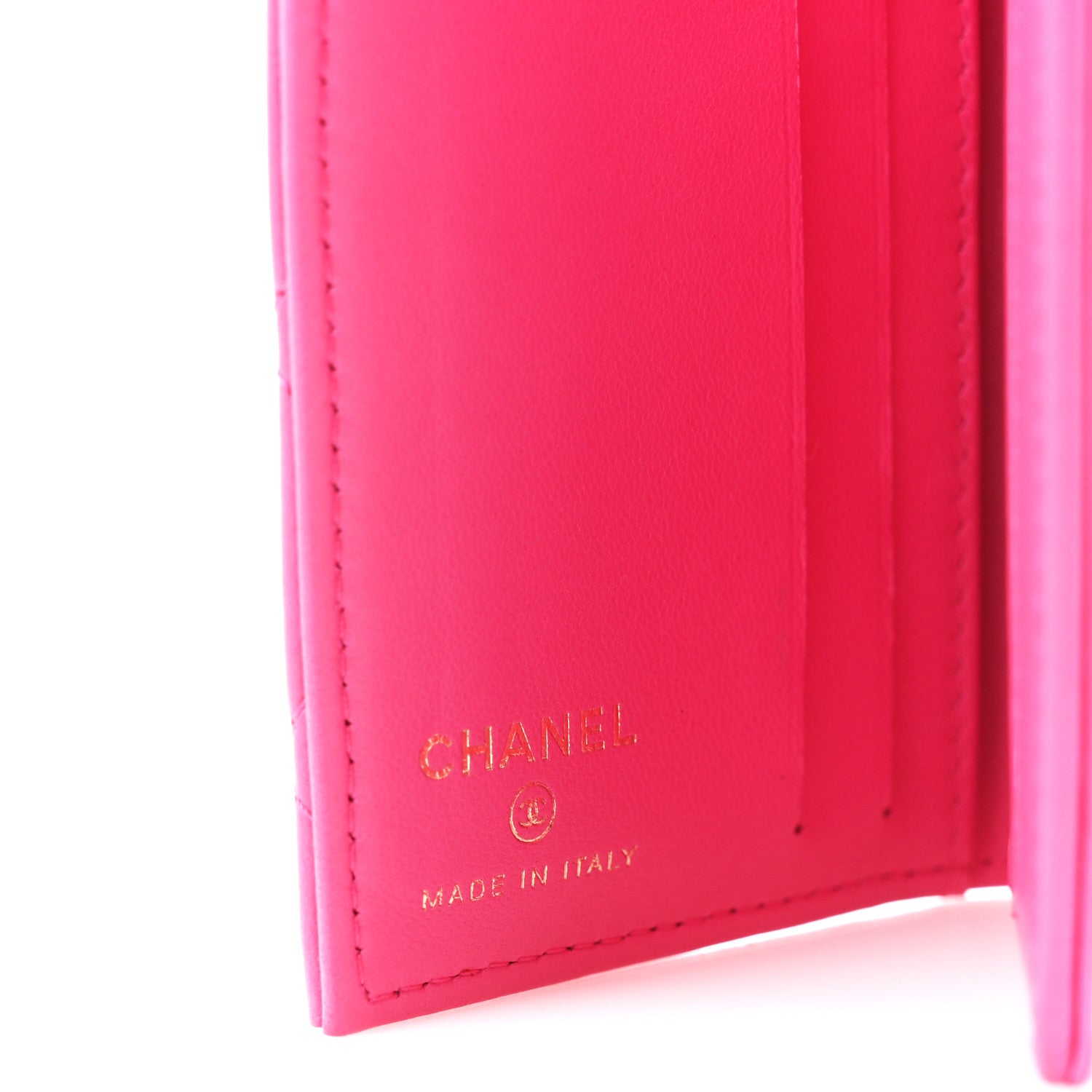 Chanel Lambskin Quilted Card Holder Wallet Fuchsia 6 of 14