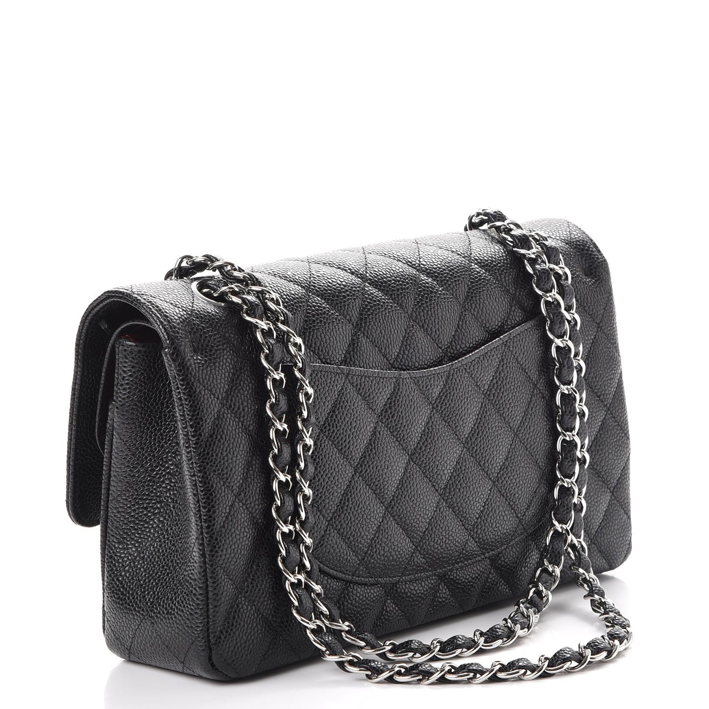 Caviar Quilted Medium Double Flap Black
