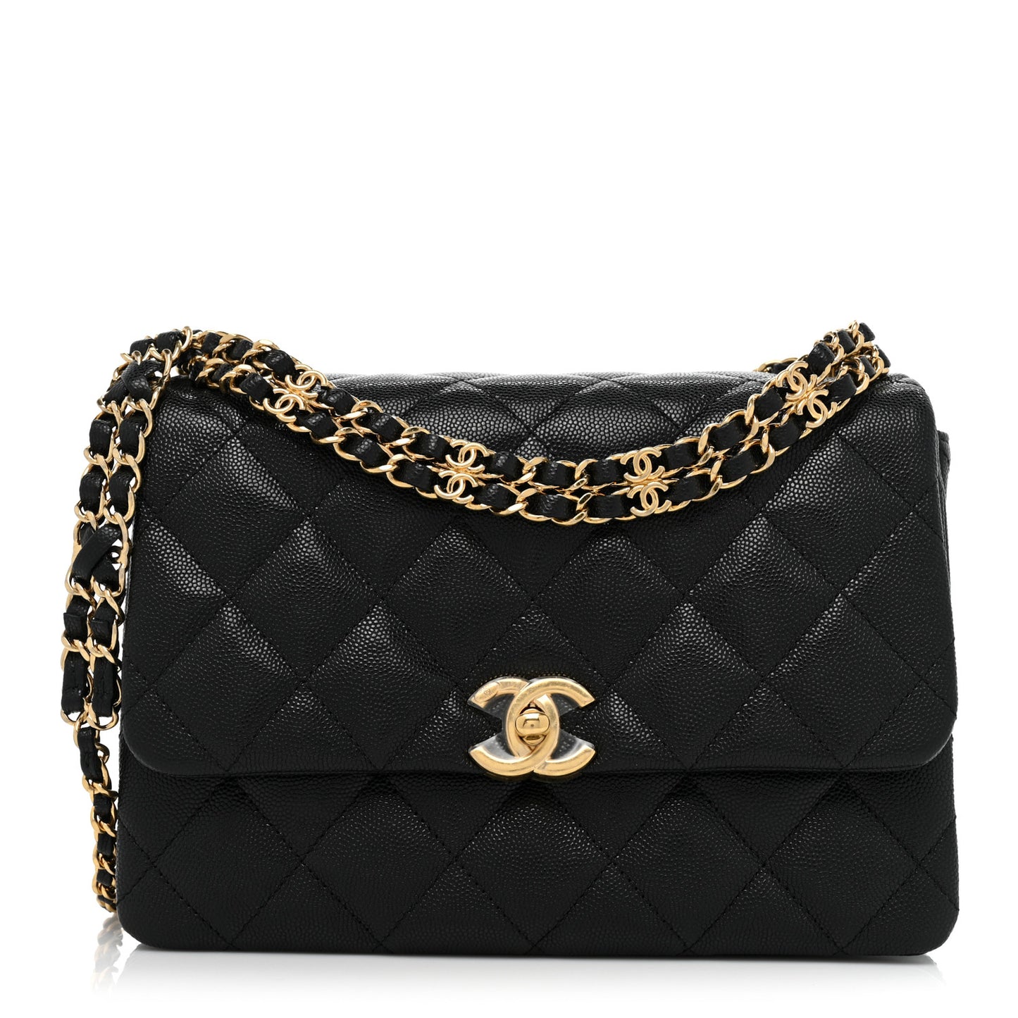 Caviar Quilted Coco First Flap Black