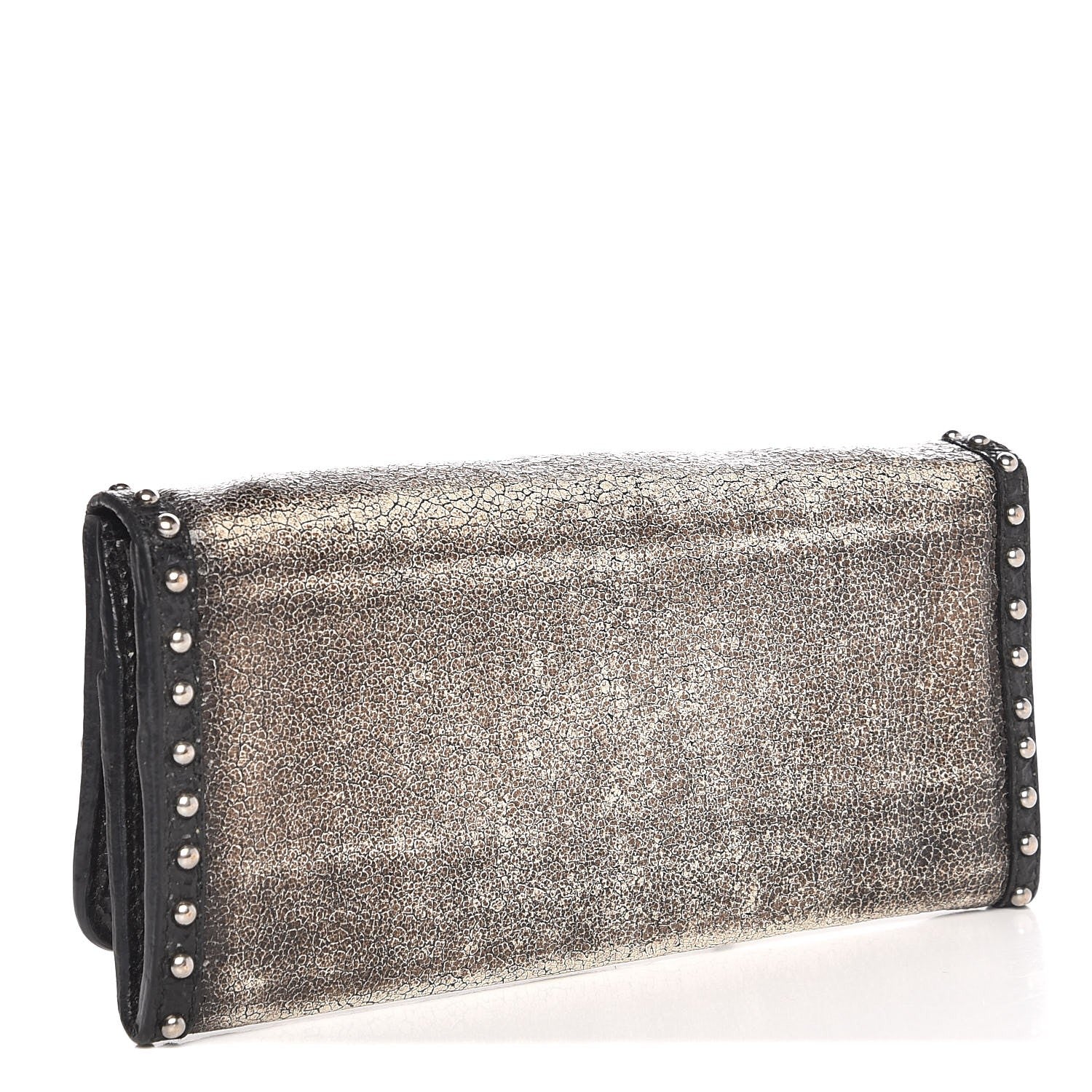 Prada Craquele Studded Continental Flap Wallet Creta Black 3 of 9