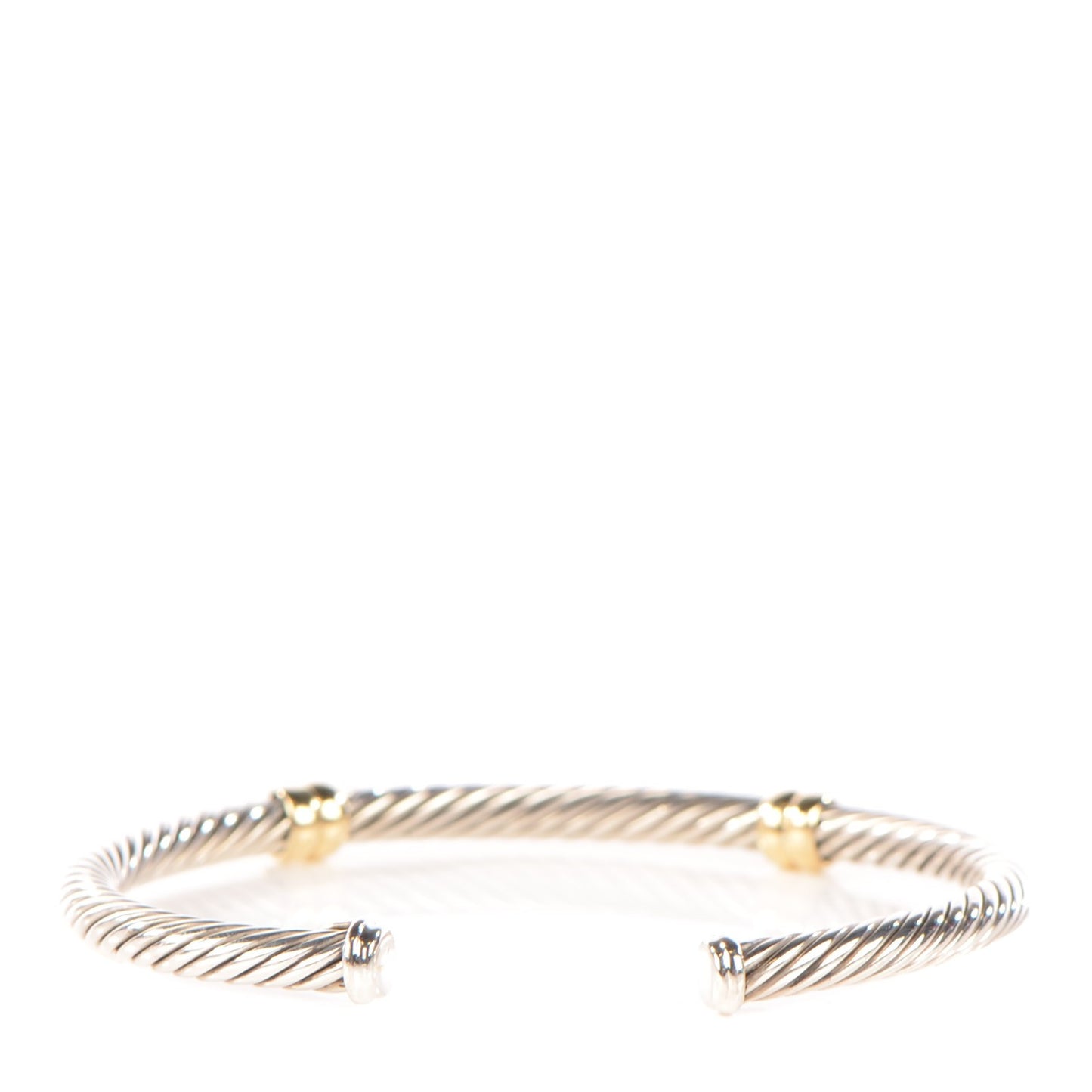 Sterling Silver 14K Yellow Gold Cable Classics Two Station Bracelet
