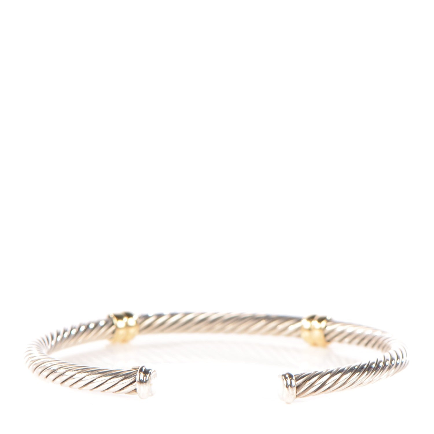 David Yurman Sterling Silver 14K Yellow Gold Cable Classics Two Station Bracelet 3 of 5