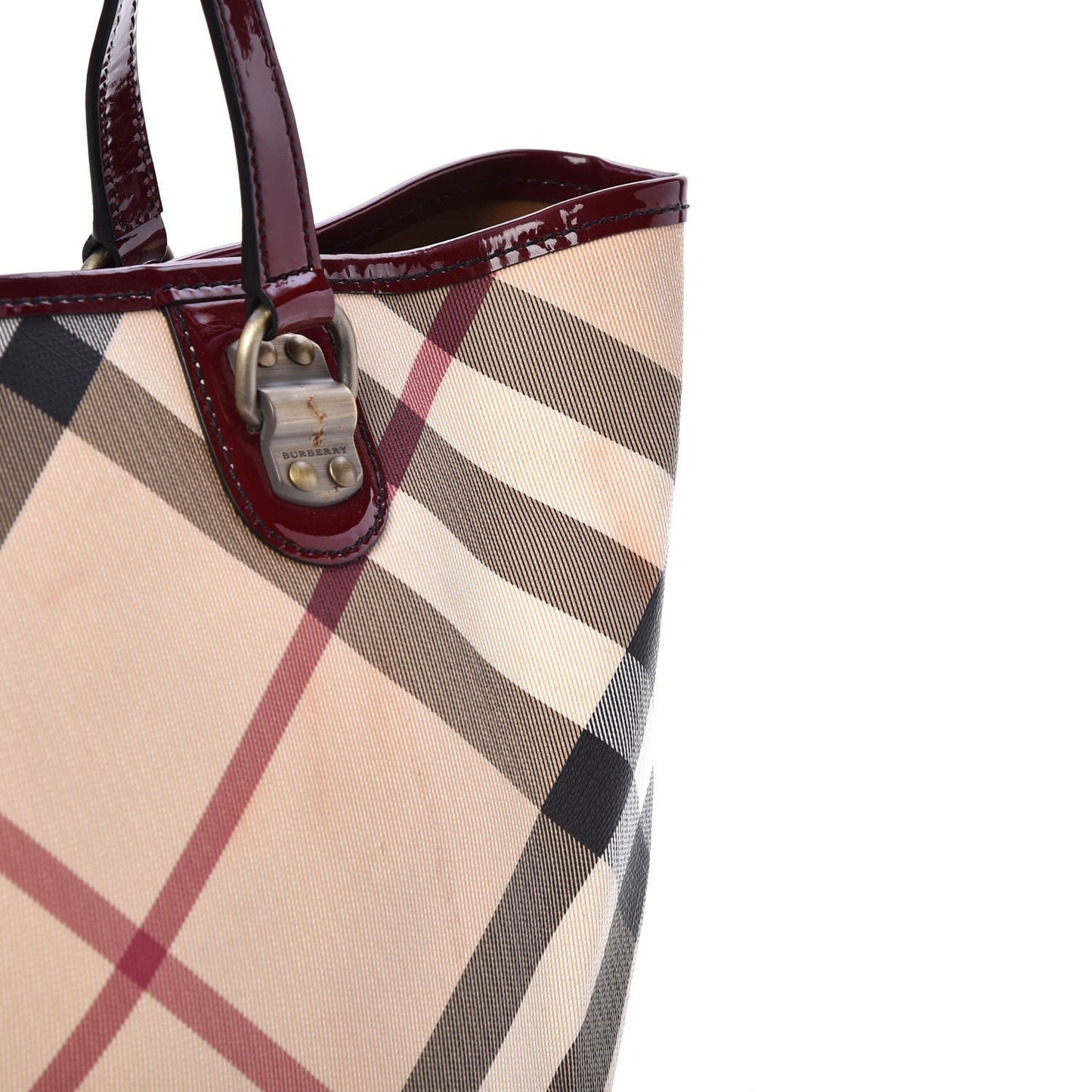 Patent Trim Small Nova Check Tote Red