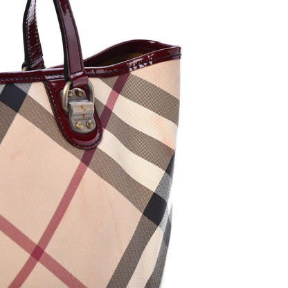 Burberry Patent Trim Small Nova Check Tote Red 15 of 16