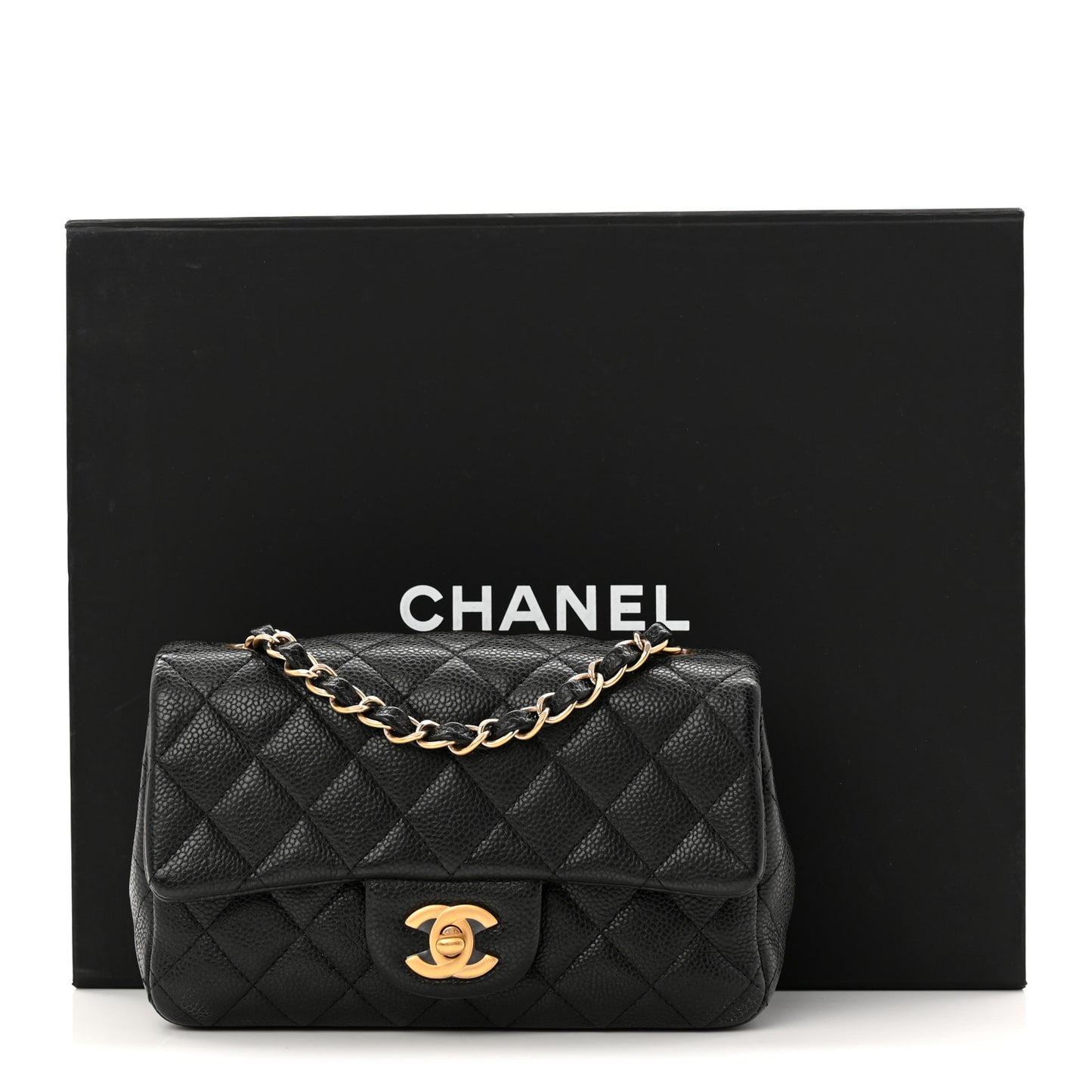 Caviar Quilted Mini Rectangular Flap Black