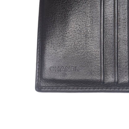Chanel Glazed Goatskin Camellia Embossed French Flap Wallet Black 6 of 15