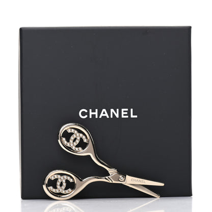Chanel Metal Pearl CC Scissors Brooch Gold 5 of 5