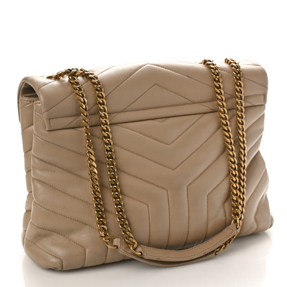 Saint Laurent Calfskin Y Quilted Monogram Medium Loulou Chain Satchel Dark Beige 2 of 21