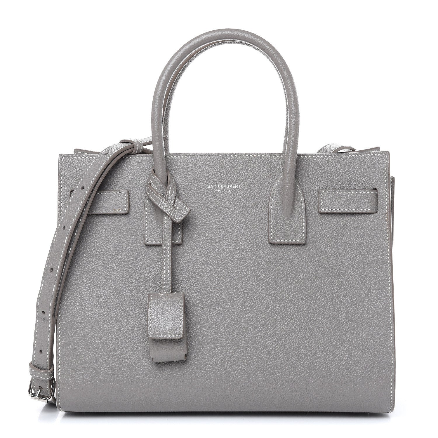 Saint Laurent Grained Calfskin Topstich Baby Sac De Jour Fog 1 of 15