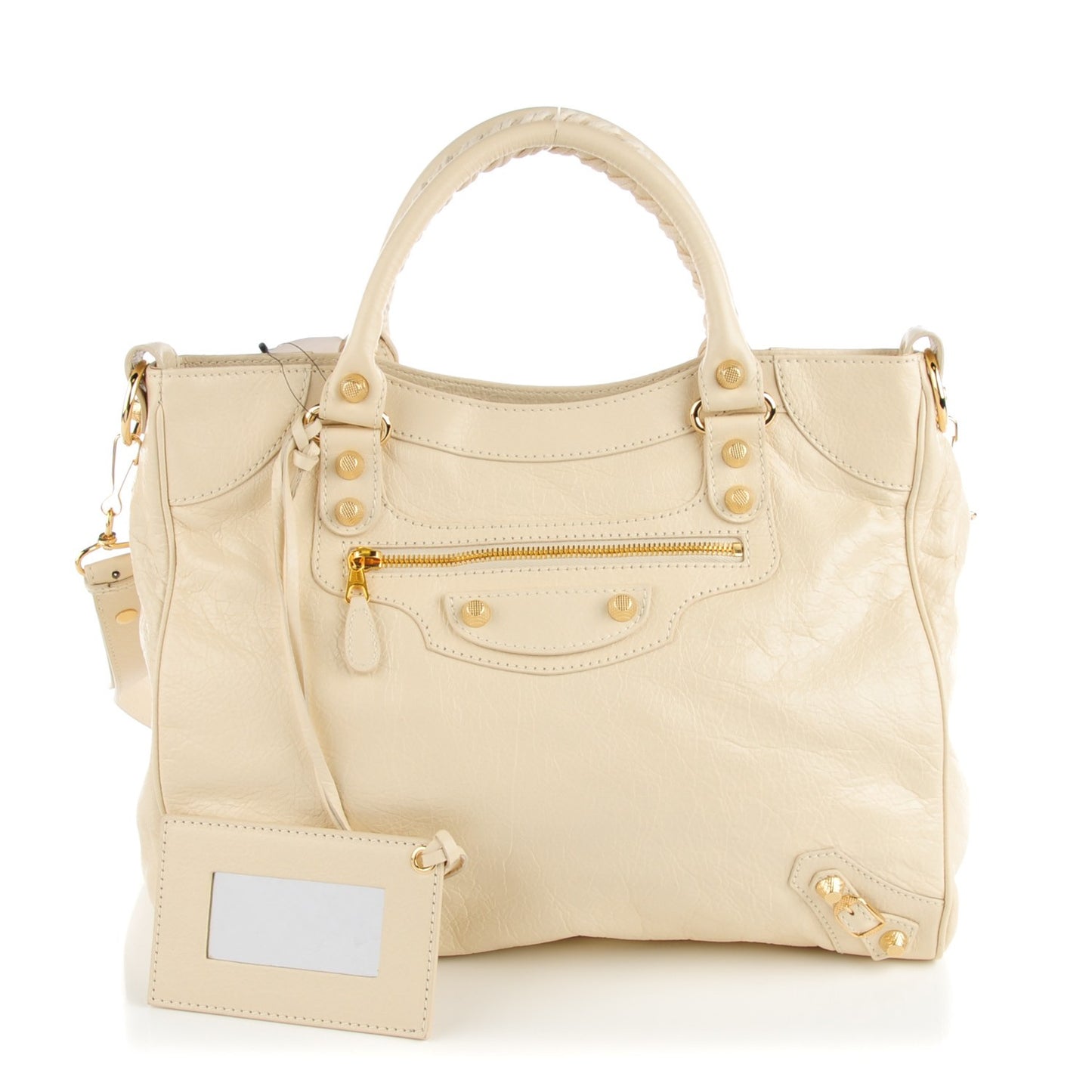Agneau Giant 12 Gold Hardware Velo Blanc Creme Light Craie