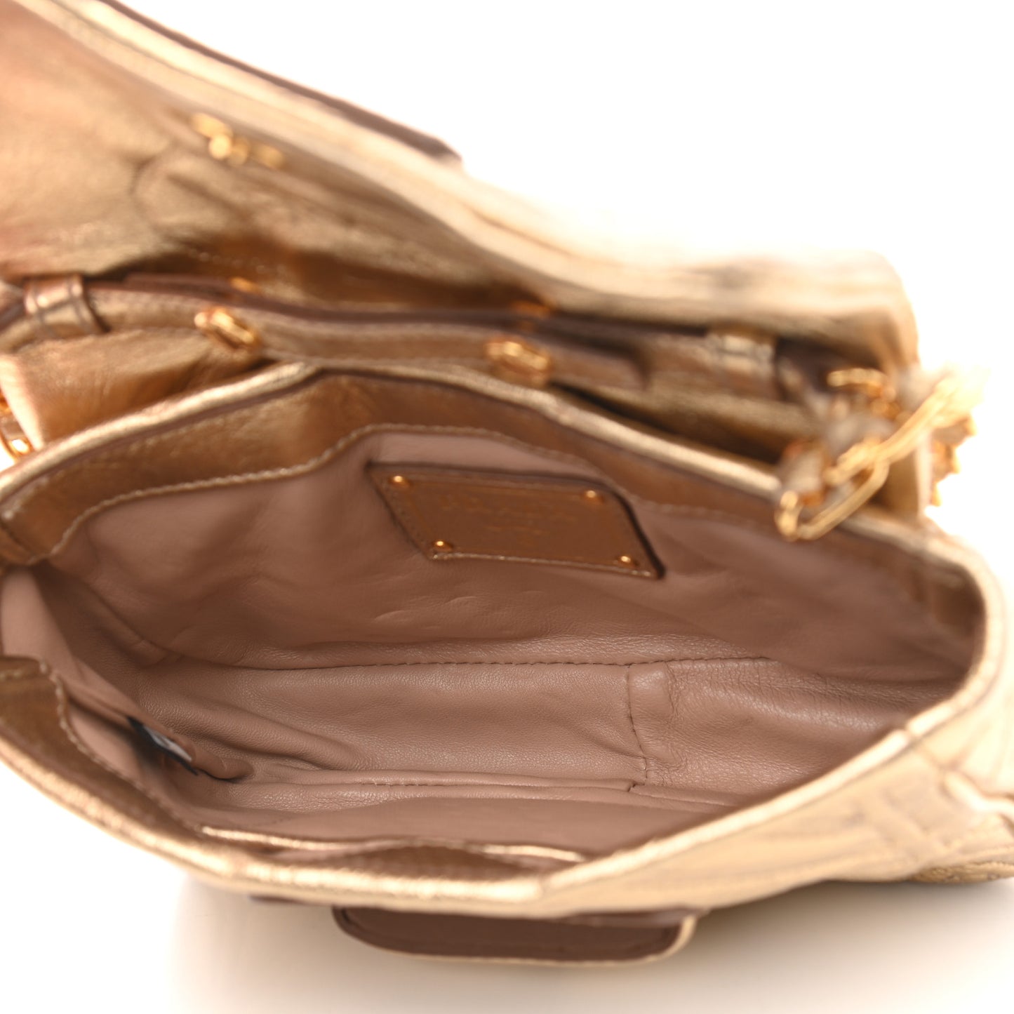 Metallic Nappa Quilted Crossbody Bag Gold
