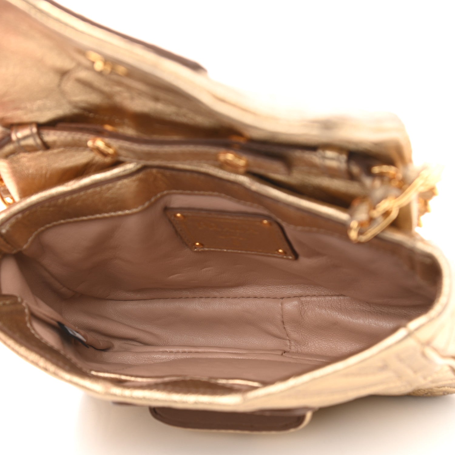 Prada Metallic Nappa Quilted Crossbody Bag Gold 5 of 11