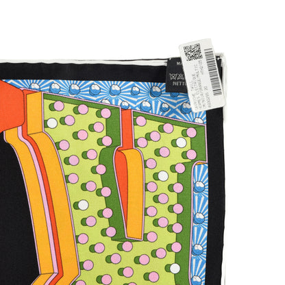 Hermes Silk Electrique Scarf 45 Black Orange Multicolor 3 of 3