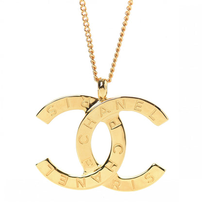 Chanel Metal CC Paris Button Necklace Gold 4 of 6