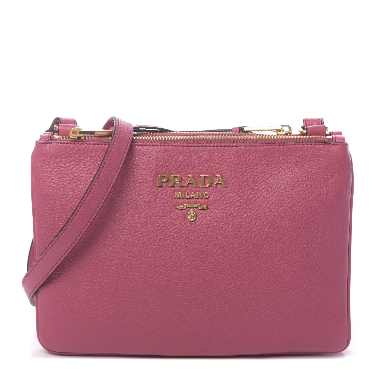 Vitello Phenix Double Zip Crossbody Bag Peonia
