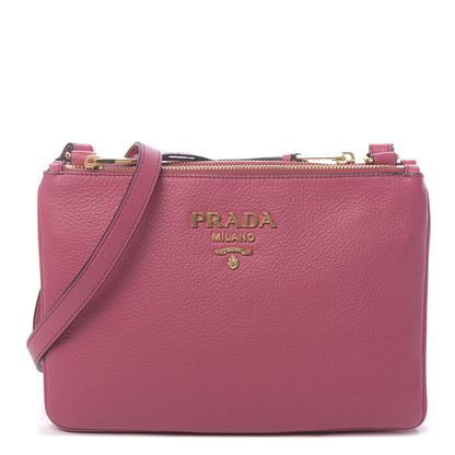 Prada Vitello Phenix Double Zip Crossbody Bag Peonia 1 of 10
