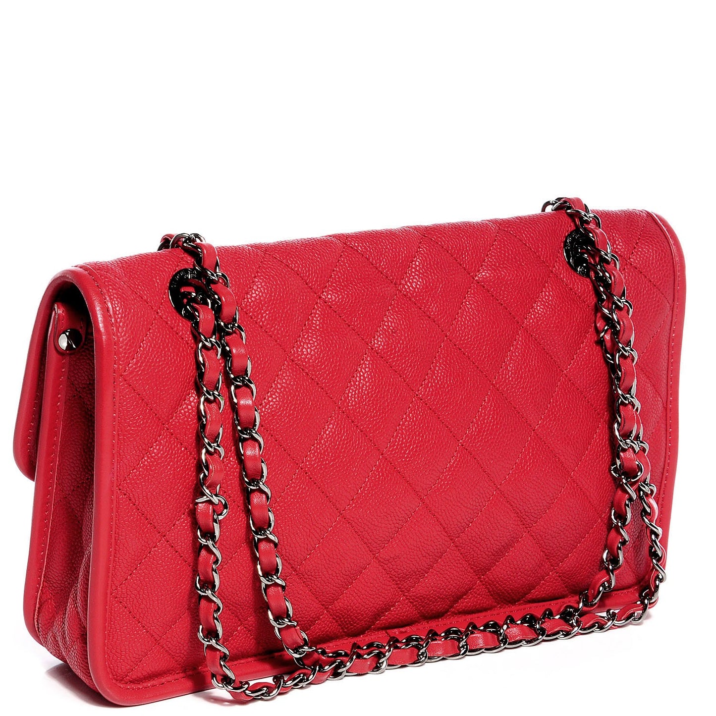 Caviar Quilted Medium French Riviera Flap Red