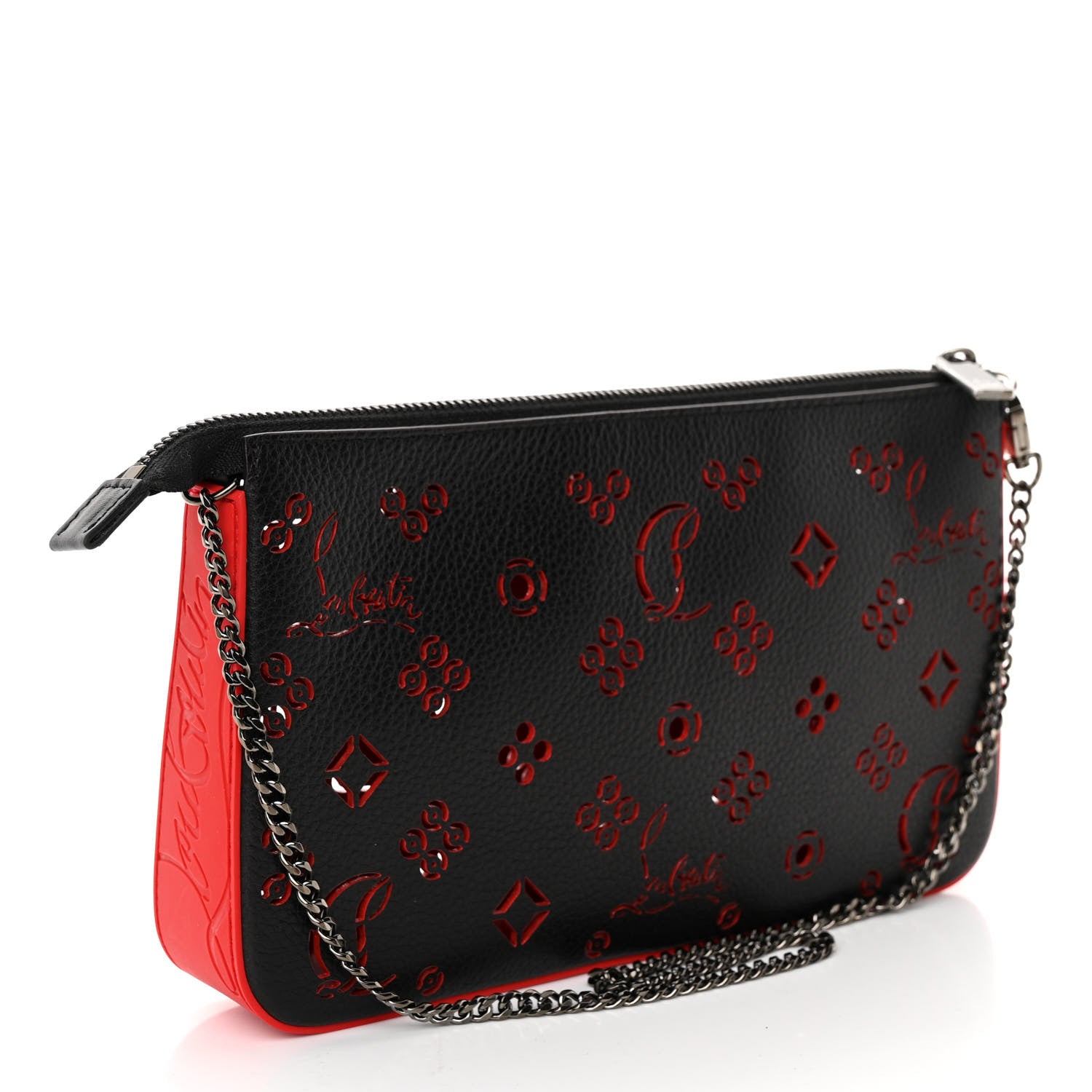Christian Louboutin Calfskin Loubinthesky Perforated Shoulder Bag Black 3 of 8