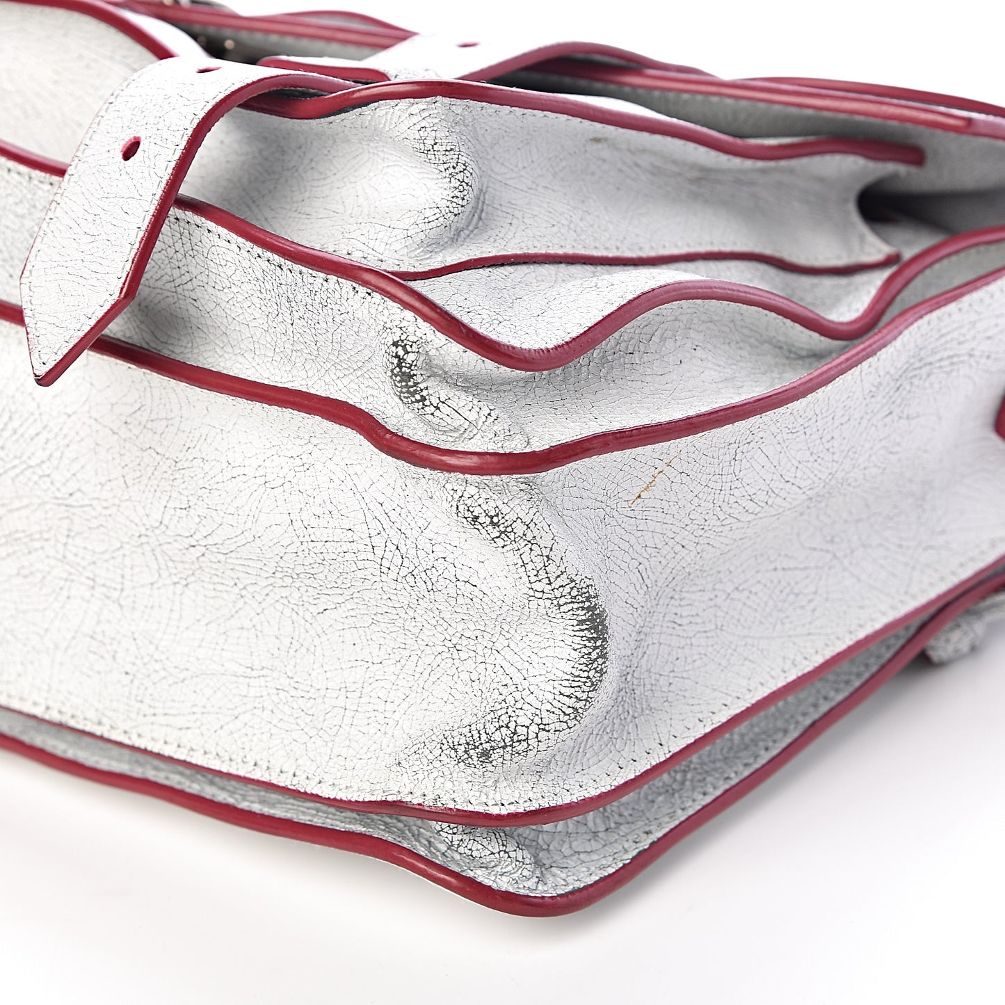 Crackle Calfskin PS1 Medium Satchel White