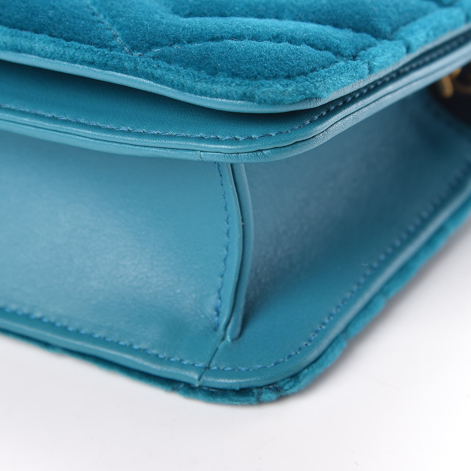 Gucci Velvet Matelasse GG Marmont Mini Bag Pavone Cyan 9 of 11