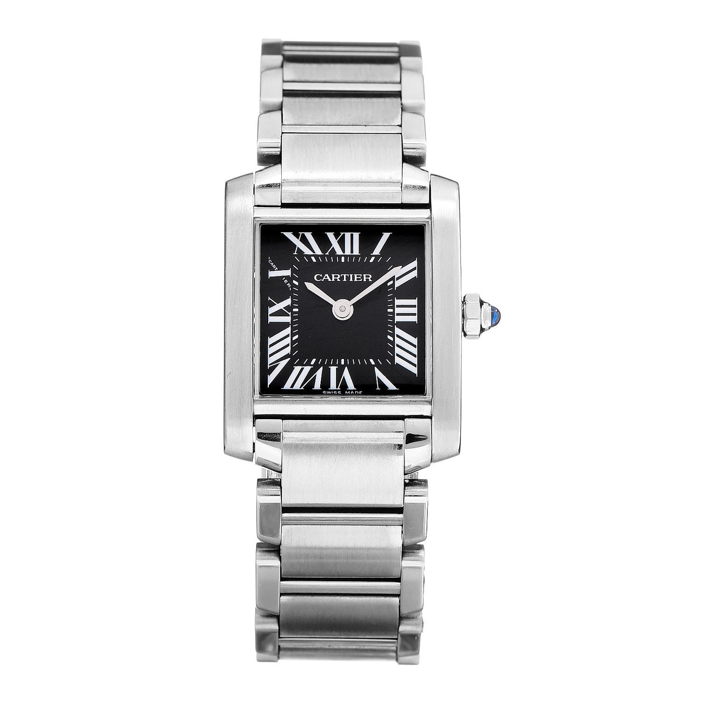 Stainless Steel 20mm Tank Francaise Quartz Watch Black