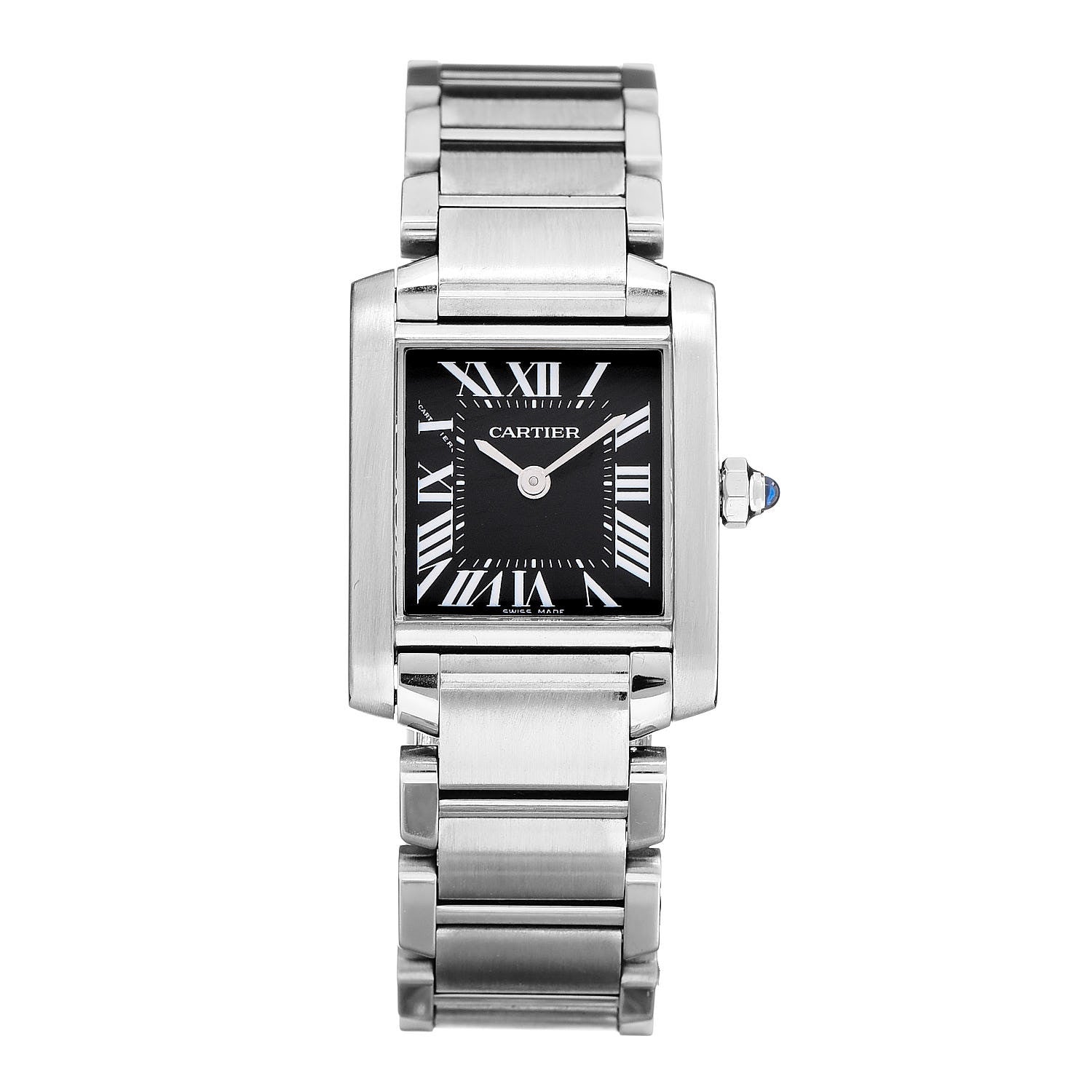 Cartier Stainless Steel 20mm Tank Francaise Quartz Watch Black 1 of 8