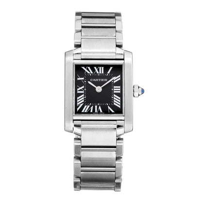Cartier Stainless Steel 20mm Tank Francaise Quartz Watch Black 1 of 8
