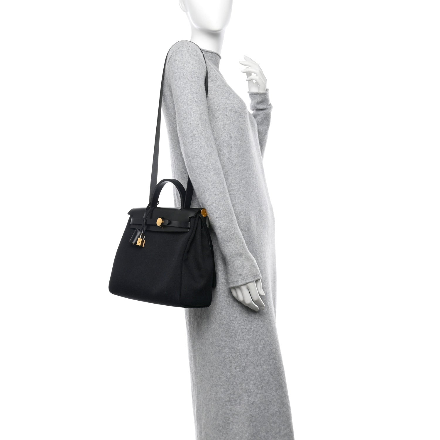 Hermes Military Toile Vache Hunter Herbag Zip Retourne 31 PM Black 2 of 13