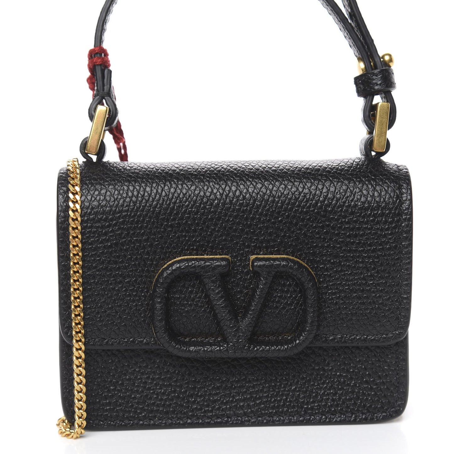 Grained Calfskin Mini VSling Shoulder Bag Black