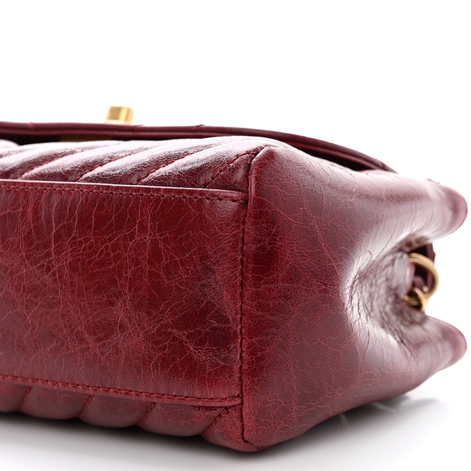 Chanel Glazed Calfskin Chevron Quilted Small Hampton Flap Burgundy 10 of 11