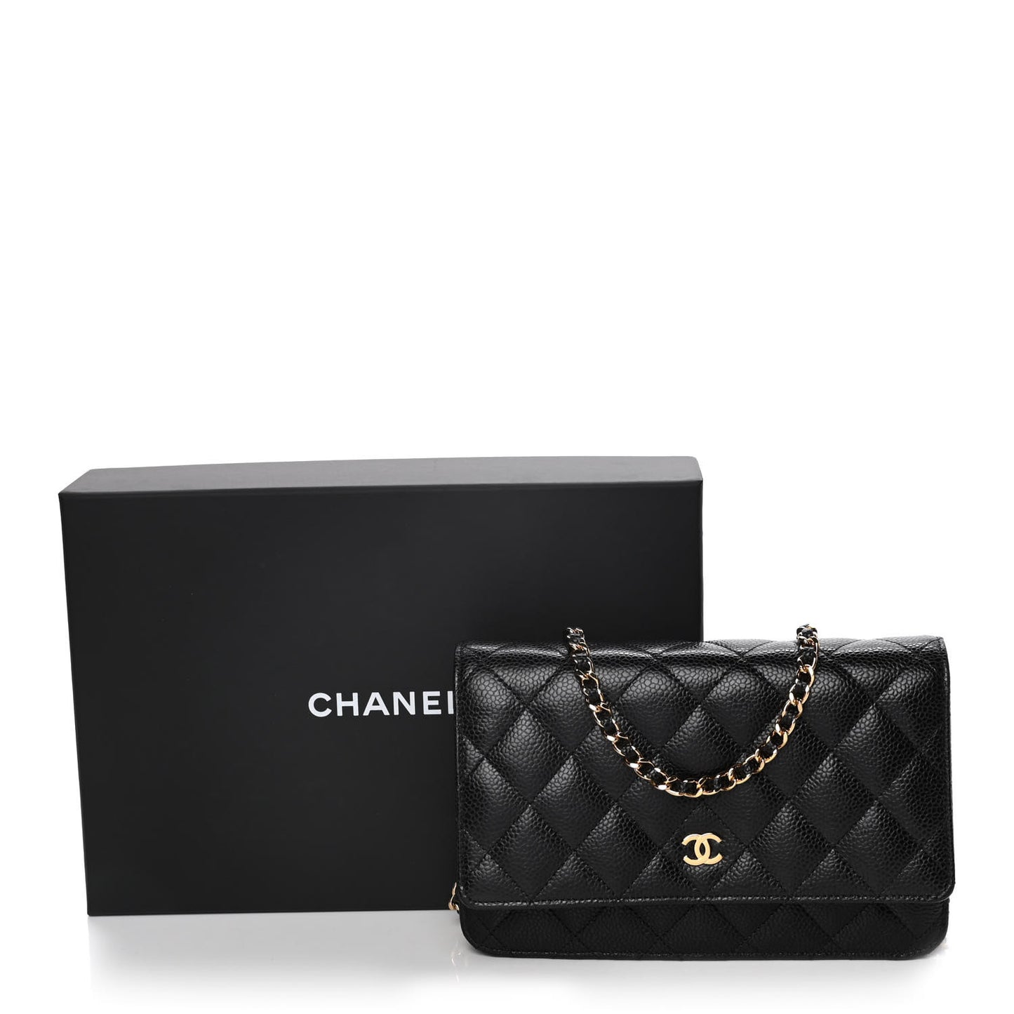 Caviar Quilted Wallet On Chain WOC Black