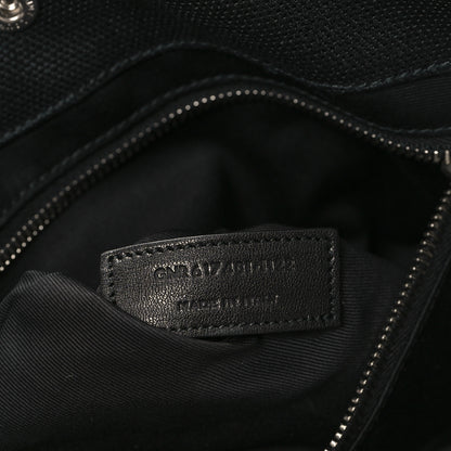 Saint Laurent Raffia Linen Calfskin Rive Gauche Tote Black 7 of 10