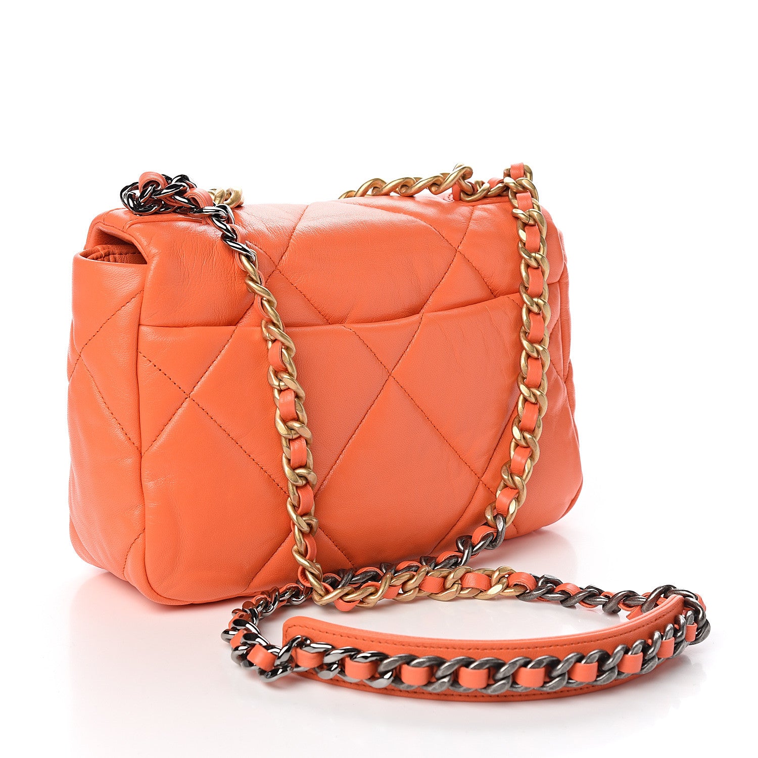 Chanel Goatskin Quilted Medium 19 Flap Orange 2 of 10