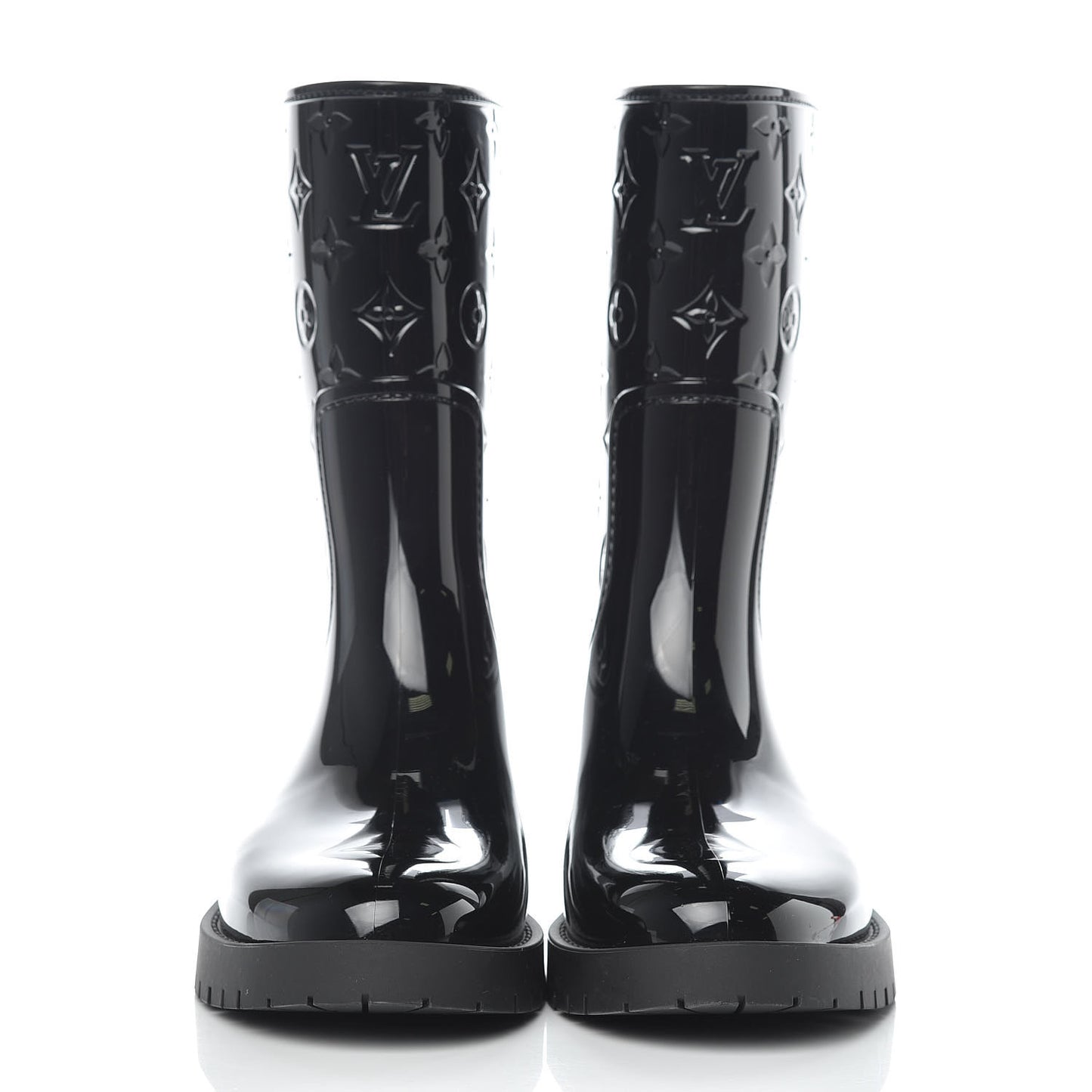 Rubber Embossed Monogram Drops Flat Half Boots 40 Black