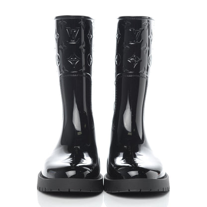 Louis Vuitton Rubber Embossed Monogram Drops Flat Half Boots 40 Black 2 of 8