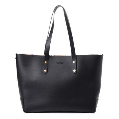 Burberry Grainy Calfskin Haymarket Check Tote Black 1 of 4