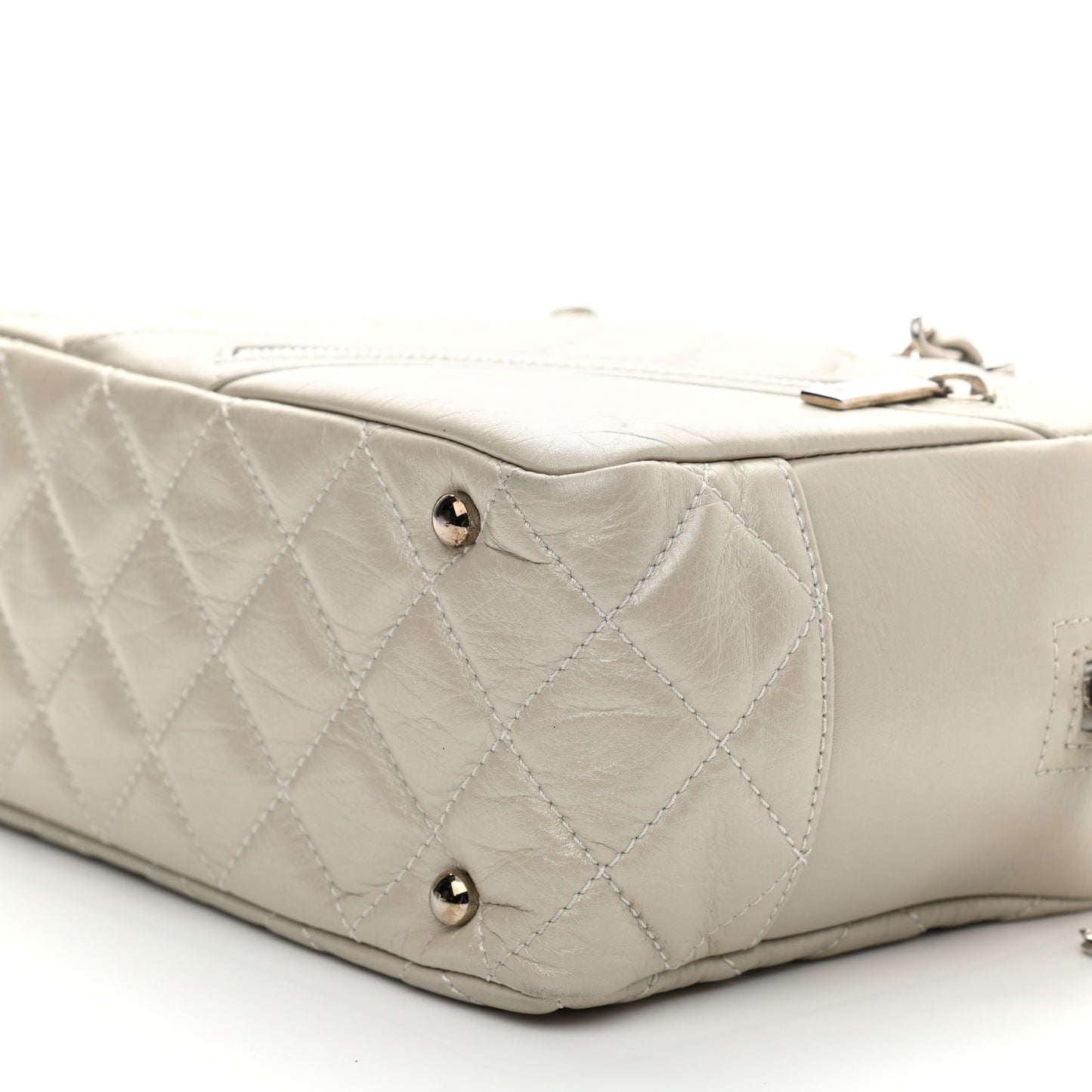 Aged Calfskin Quilted Cotton Club Bowler Pearl
