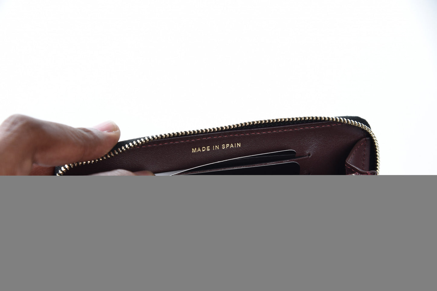 Lambskin Quilted Small Gusset Zip Around Wallet Black