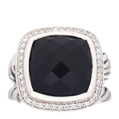 David Yurman Sterling Silver Diamond Black Onyx 14mm Albion Ring 55 7.25 1 of 5