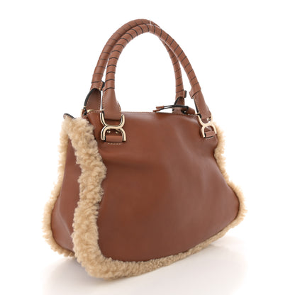 Chloe Calfskin Shearling Medium Marcie Satchel Tan 3 of 10