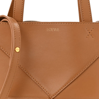 Loewe Shiny Calfskin Mini Puzzle Fold Tote Warm Desert 8 of 10