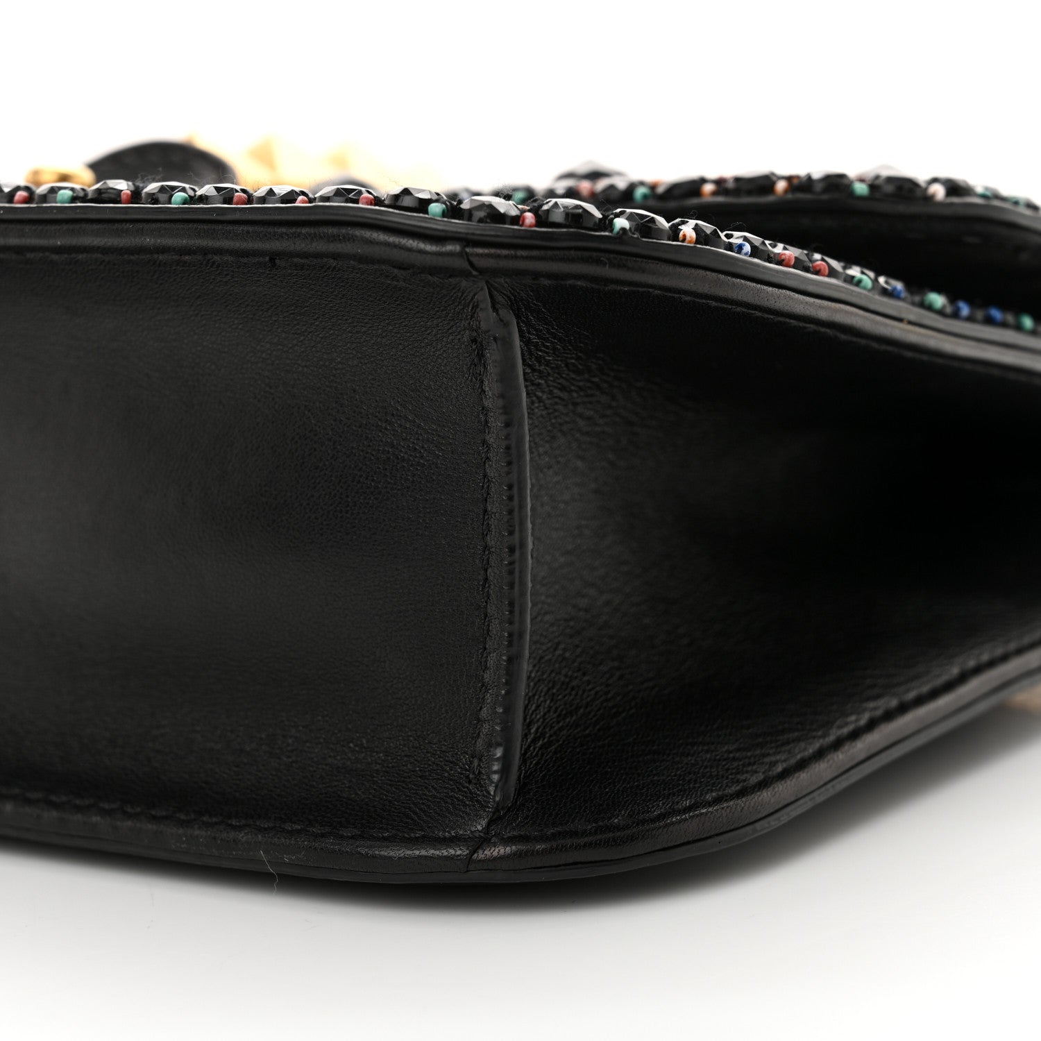 Valentino Garavani Vitello Beaded Medium Glam Lock Rockstud Flap Black 9 of 14