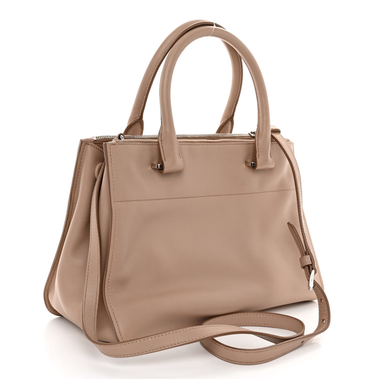 City Calf Small Hand Stitched Galleria Double Zip Tote Cannella