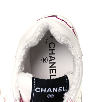 Chanel Calfskin Womens Logo Sneakers 41 White Pink 8 of 9
