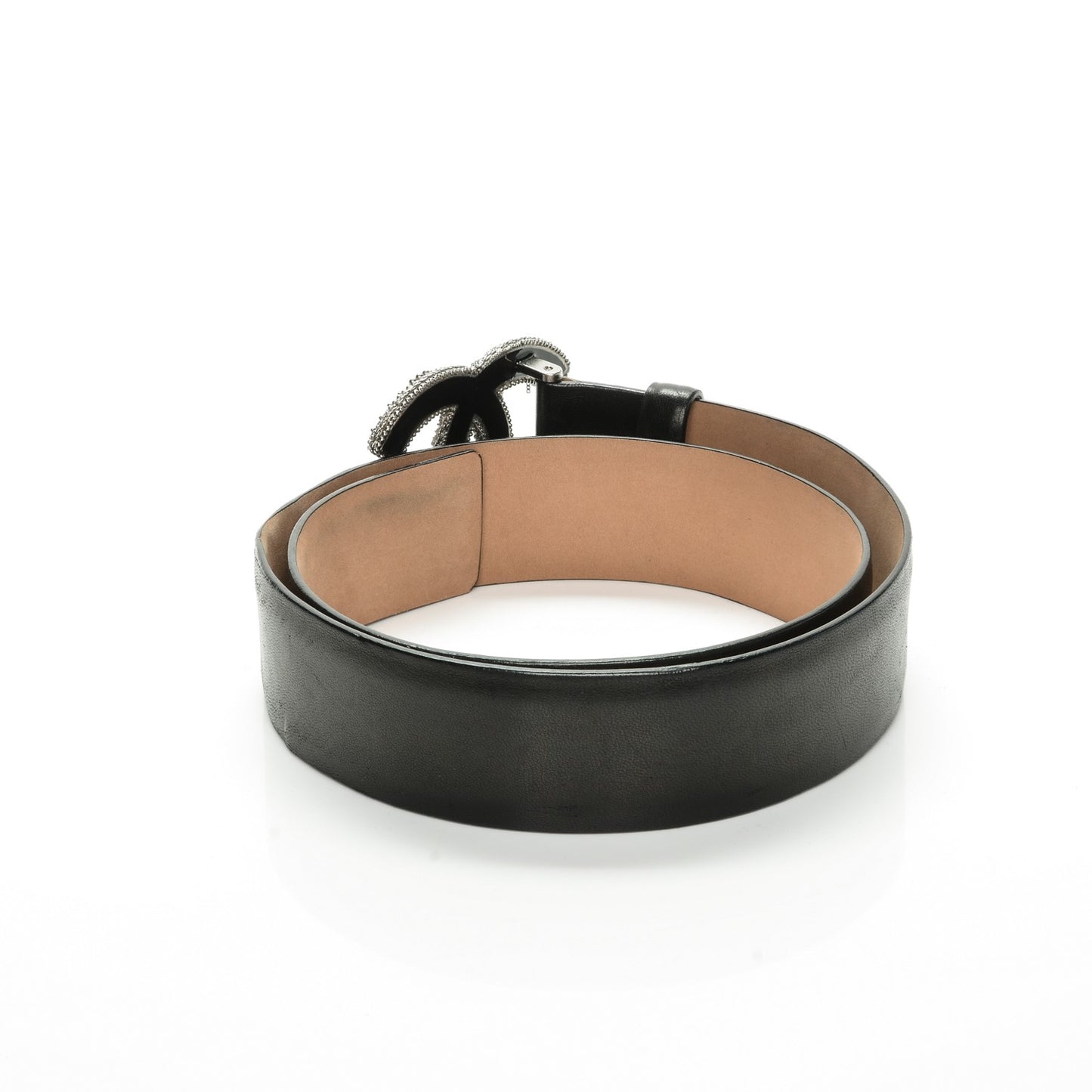 Baguette Crystal Lambskin CC Belt 80 32 Black