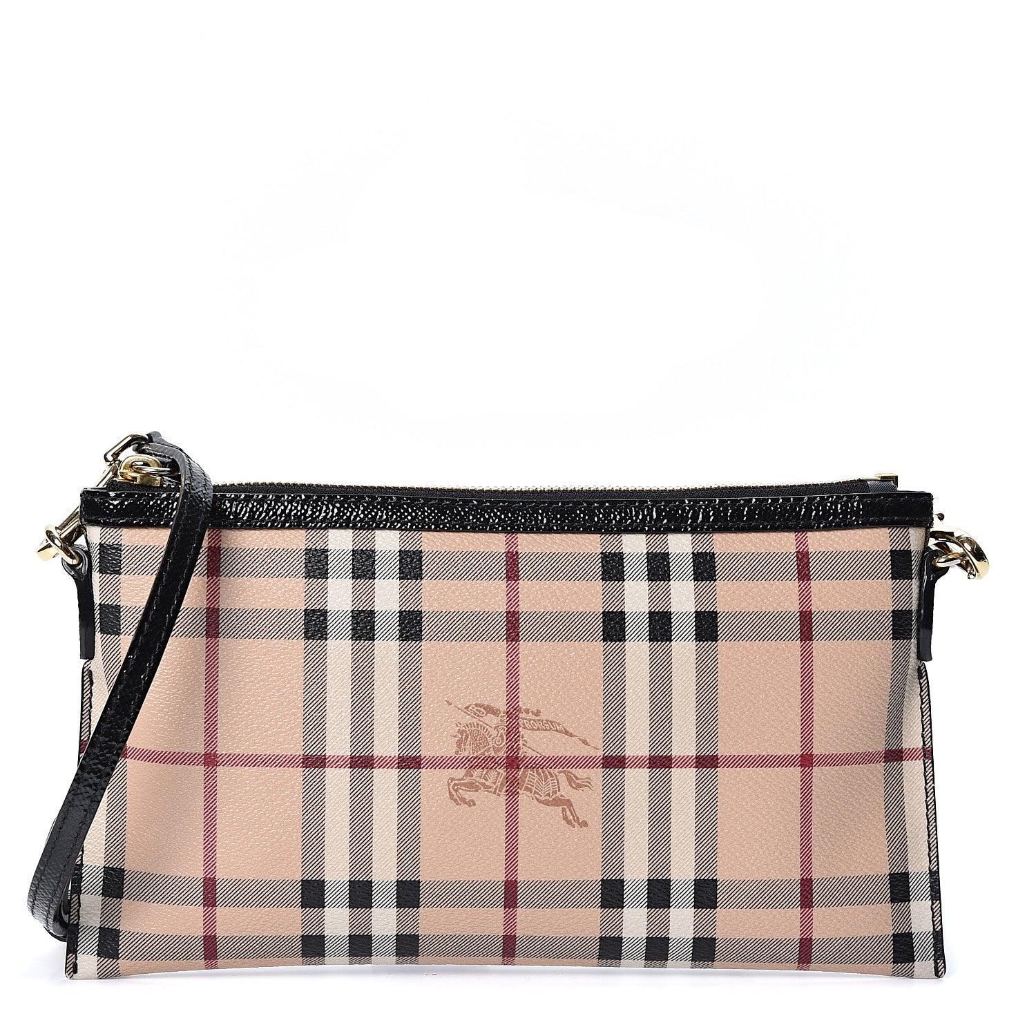 Burberry Haymarket Check Small Peyton Crossbody Clutch Bag Black 1 of 8