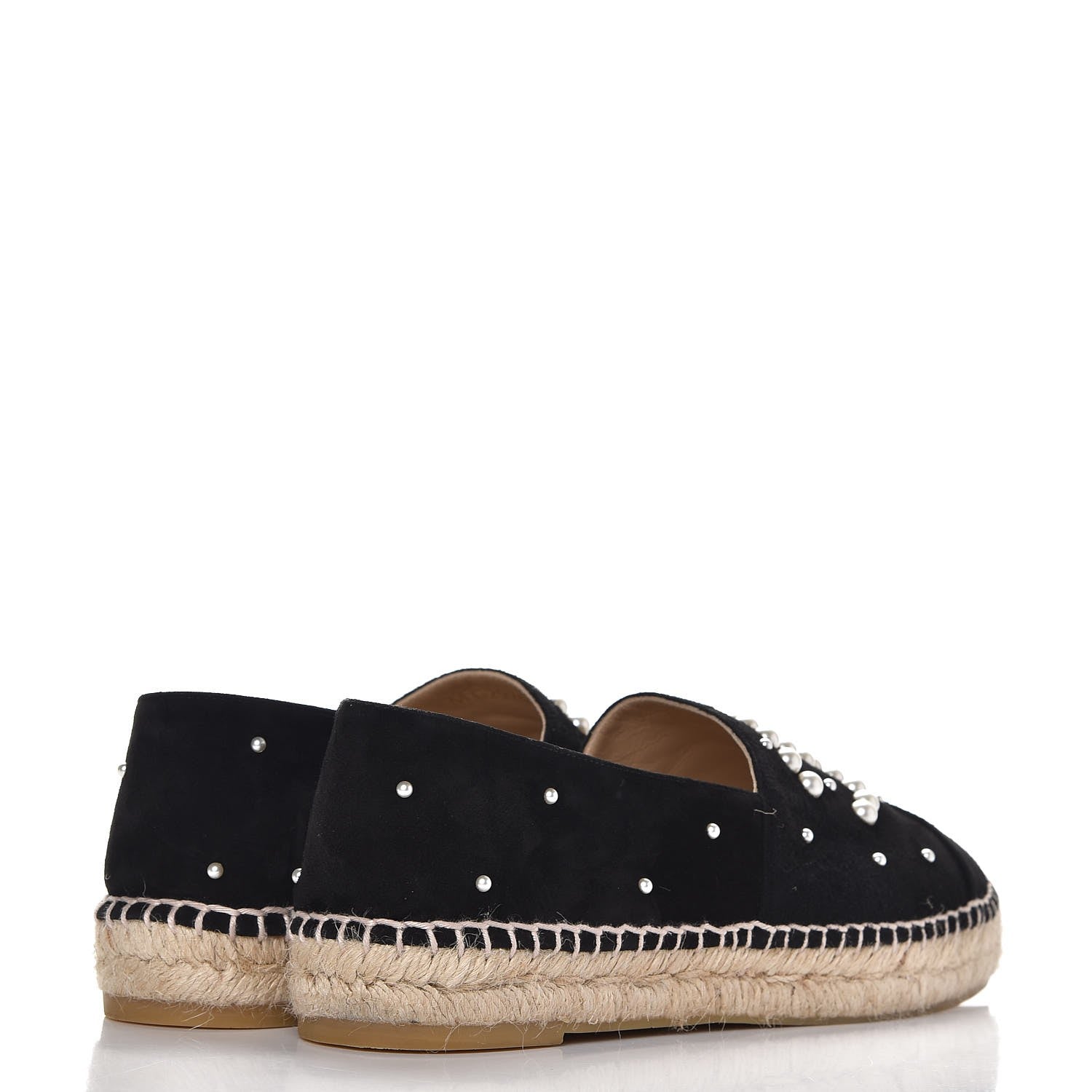 Chanel Suede Pearl CC Espadrilles 40 Black 4 of 9