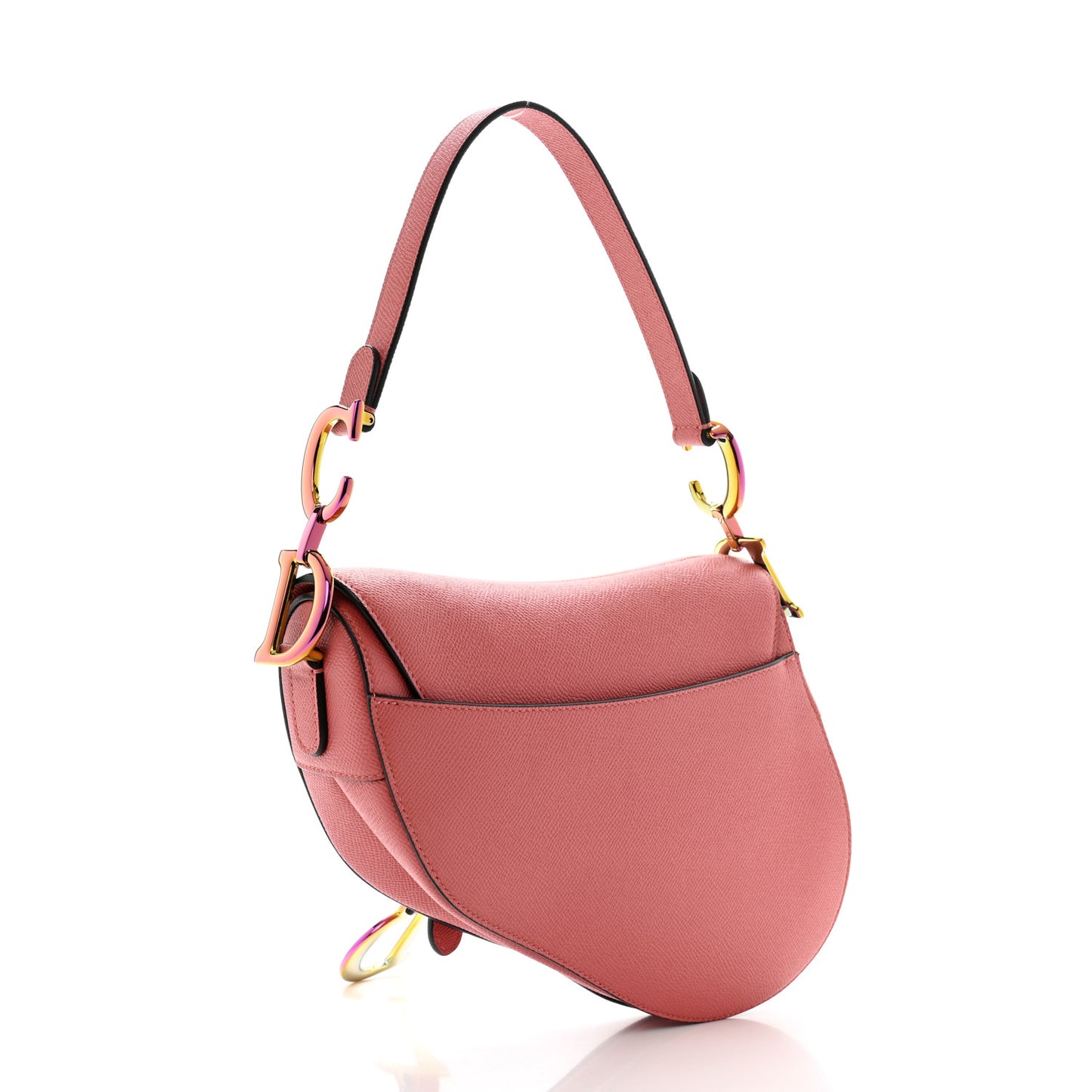 Grained Calfskin Saddle Bag Pink