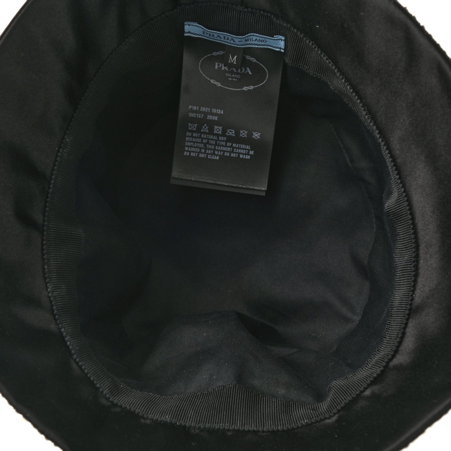 Satin Crystal Metal Triangle Logo Womens Bucket Hat M Metal