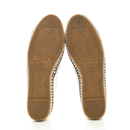 Chanel Lambskin Stitched CC Espadrilles 40 White Black 5 of 10